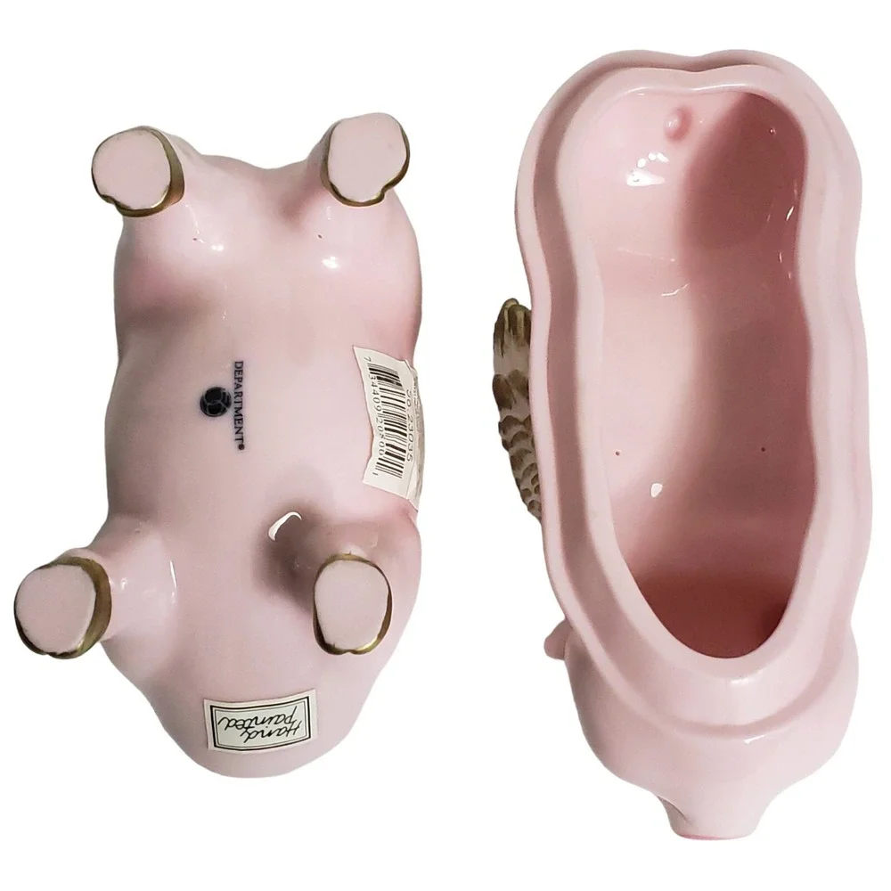 Department Dept 56 When Pigs Fly Flying Pink Pig Ceramic Trinket Box Vintage
